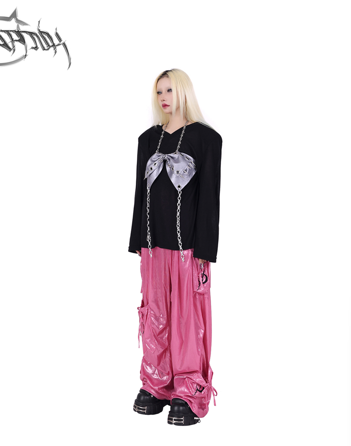 PINKSPINK Shiny Parachute Cargo Pants - Hot Pink