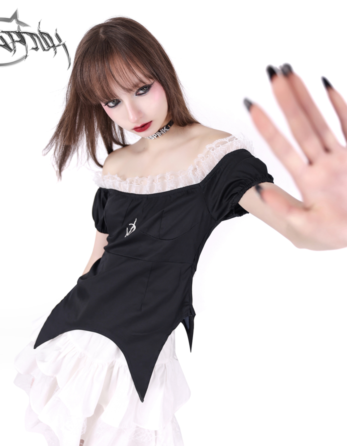 PINKSPINK Gothic Lolita Off-Shoulder Dress - Black and White