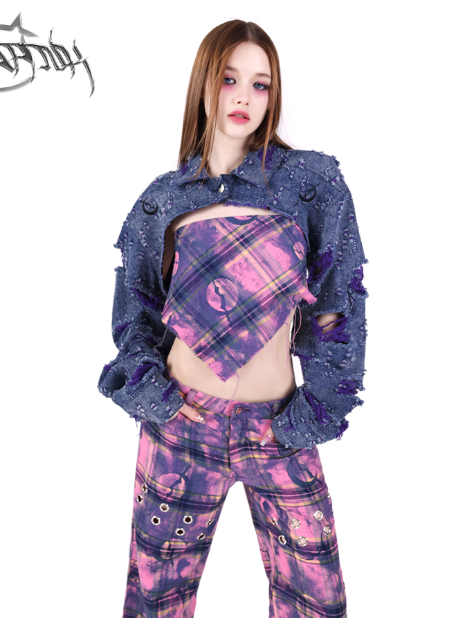 PINKSPINK Mystic Plaid Cargo Pants - Purple and Pink