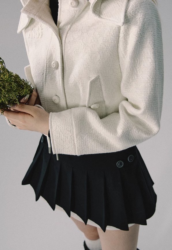 Button Pleated Tennis Skirt