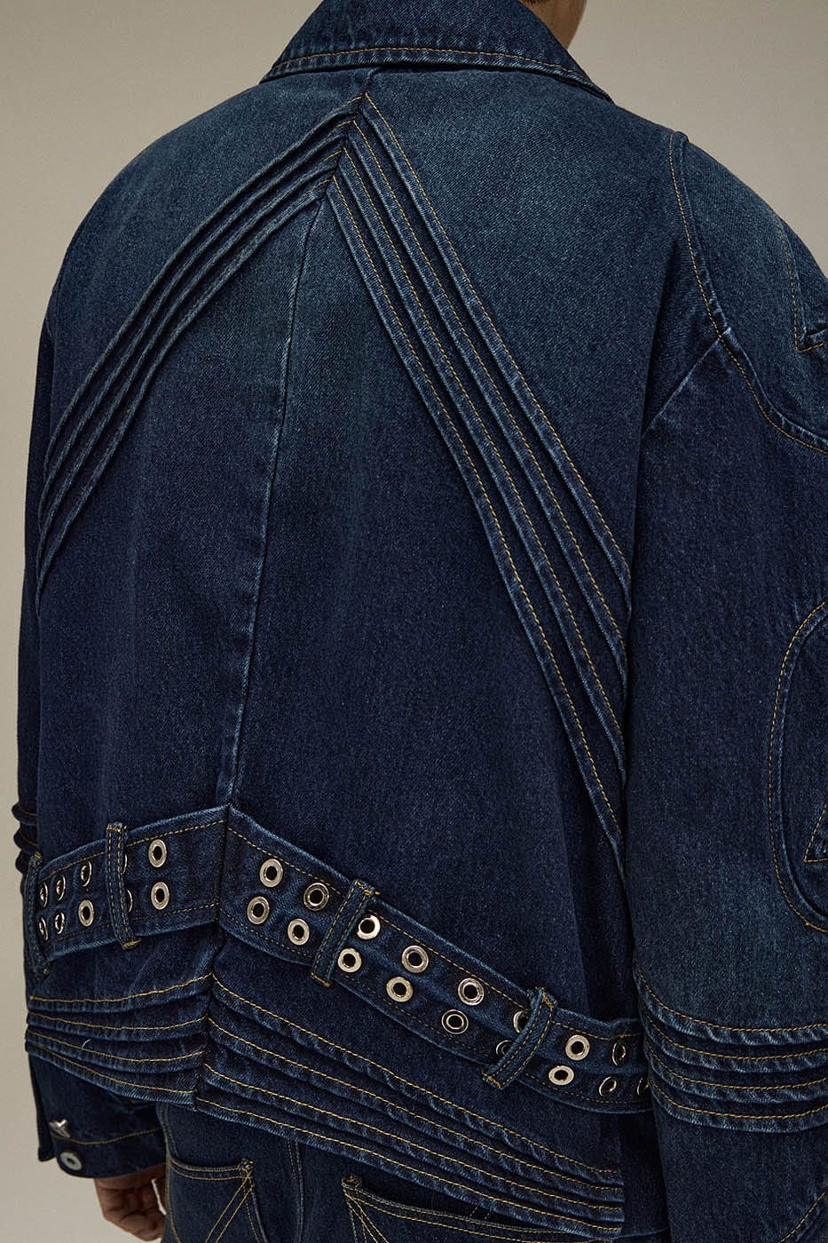 Grommet Denim Bomber Jacket