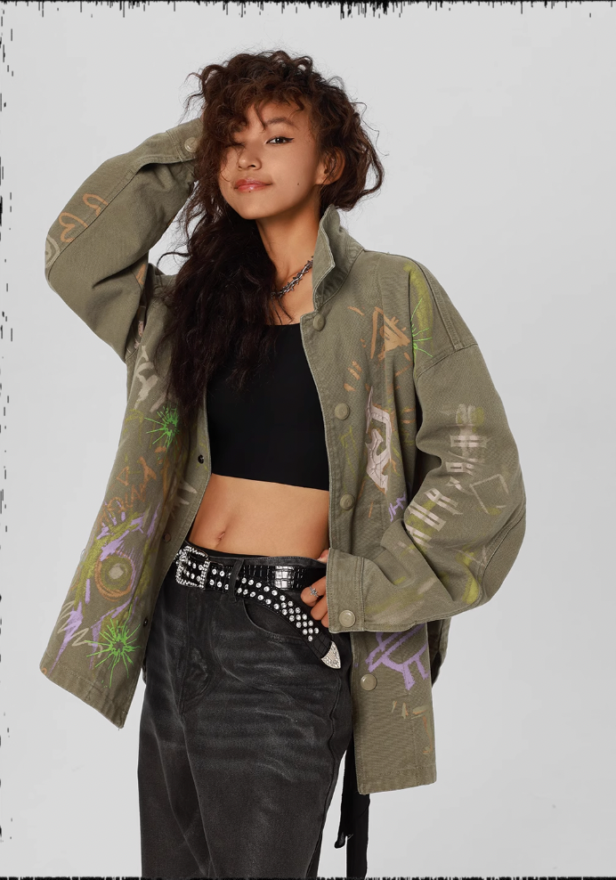 Pulp Printed Work Jacket - chiclara