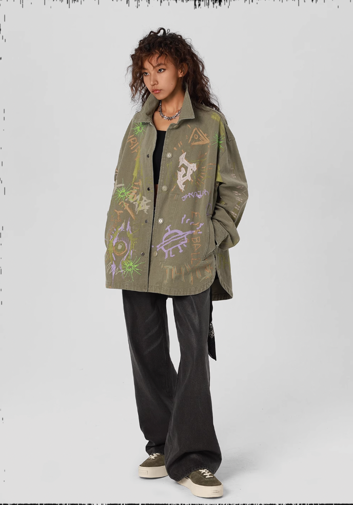 Pulp Printed Work Jacket - chiclara