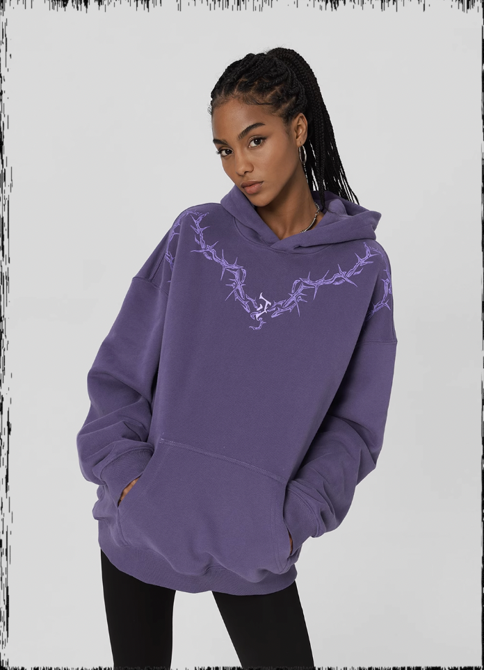 Glue Crack Print Hoodie - chiclara