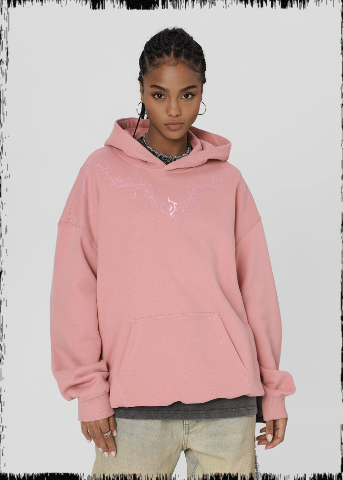 Glue Crack Print Hoodie - chiclara