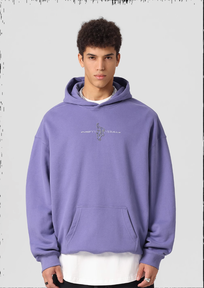 Embroidered Beaded Logo Hoodie - chiclara