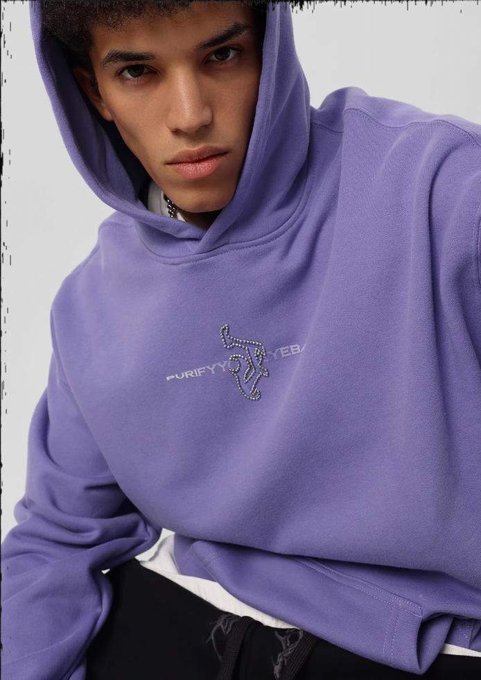 Embroidered Beaded Logo Hoodie - chiclara