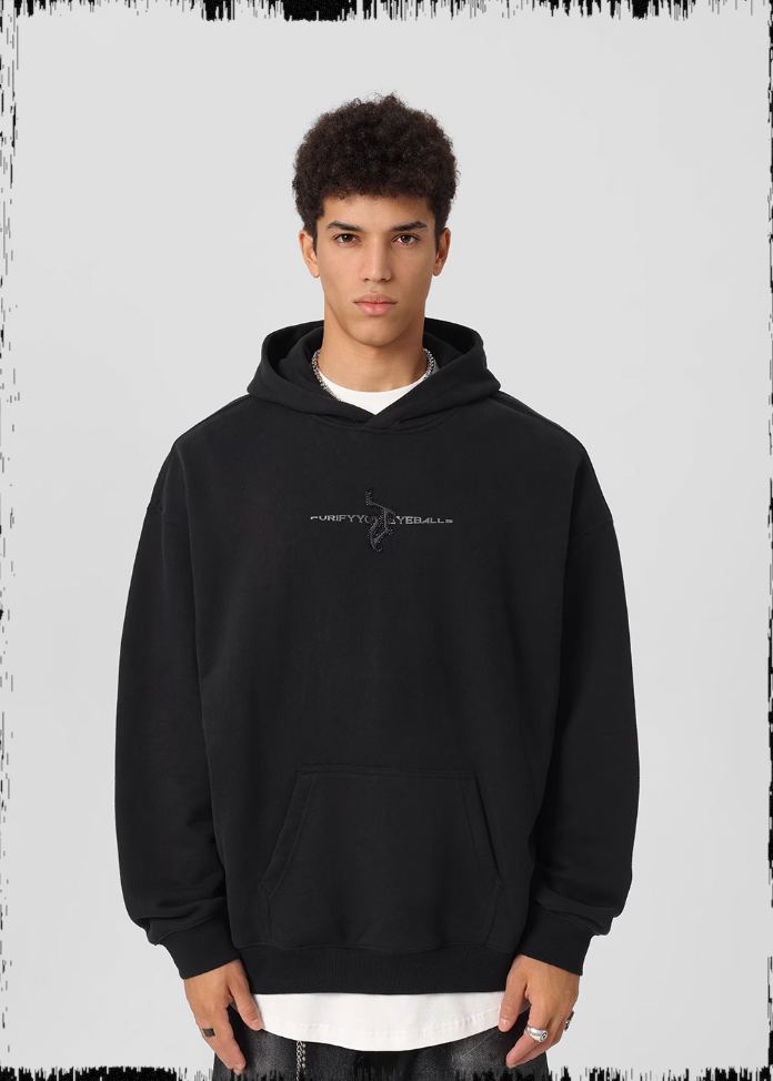 Embroidered Beaded Logo Hoodie - chiclara