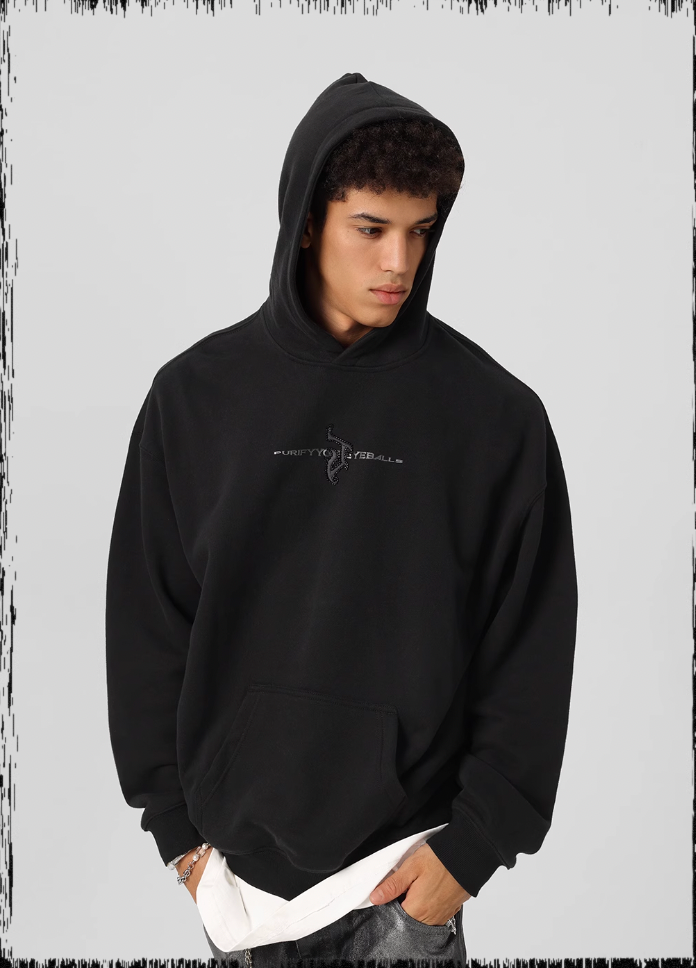 Embroidered Beaded Logo Hoodie - chiclara