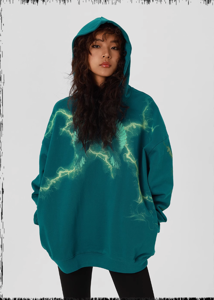 Thunder Bird Printed Hoodie - chiclara