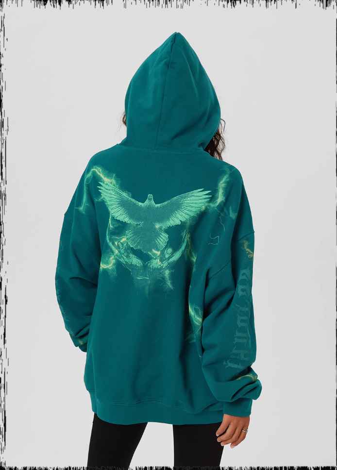 Thunder Bird Printed Hoodie - chiclara