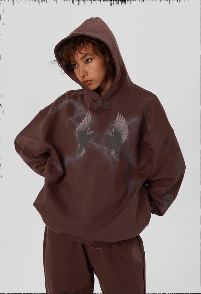 Thunder Bird Printed Hoodie - chiclara