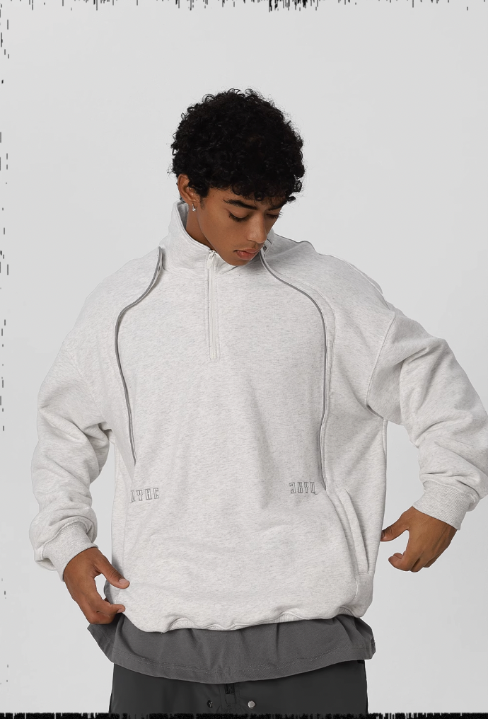 3D Arc Half Zip Sweatshirt - chiclara