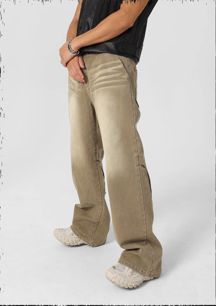 Sand Washed Gradient Denim Jeans - chiclara