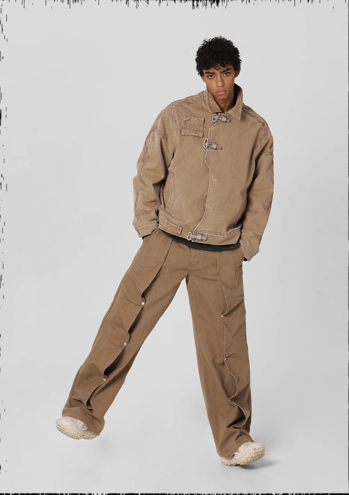 Deconstructed Pleated Work Pants - chiclara