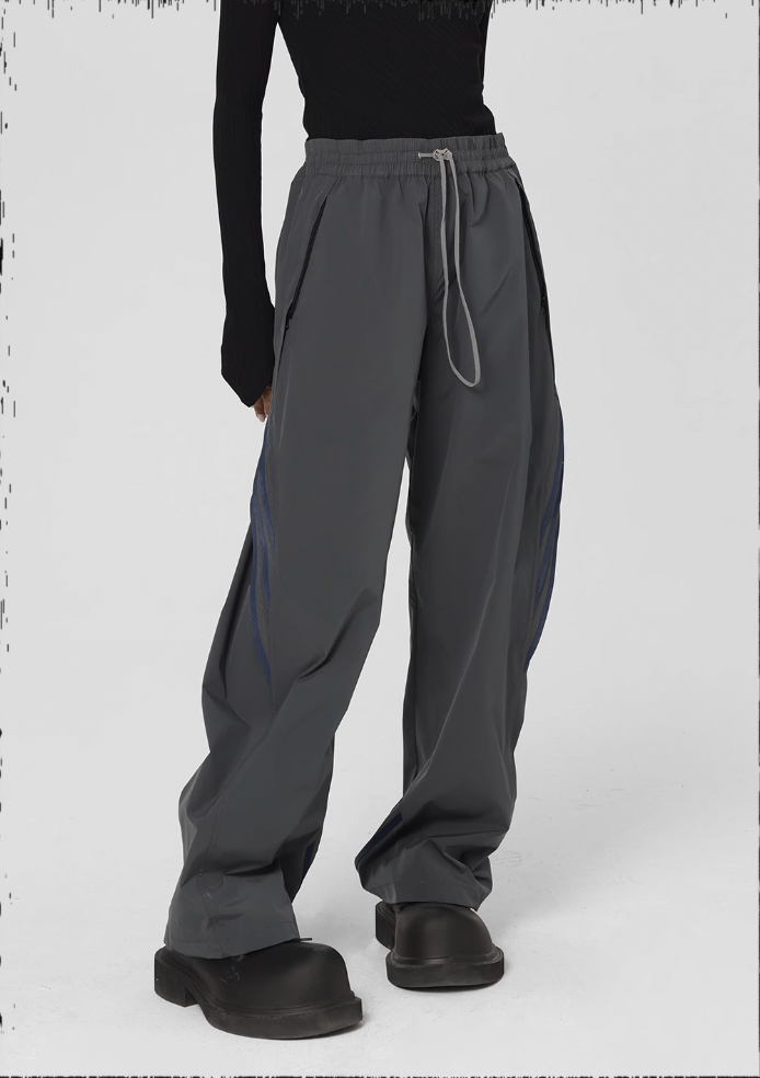 Striped Paratrooper Drawstring Sports Pants - chiclara