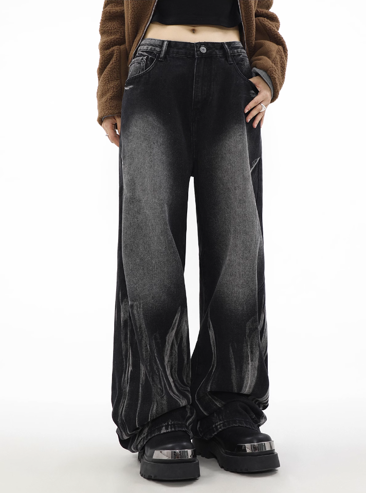 Obsidian Fade Wide-Leg Denims - chiclara