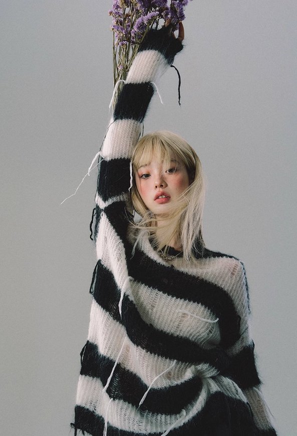 Zebra Pattern Knit Sweater