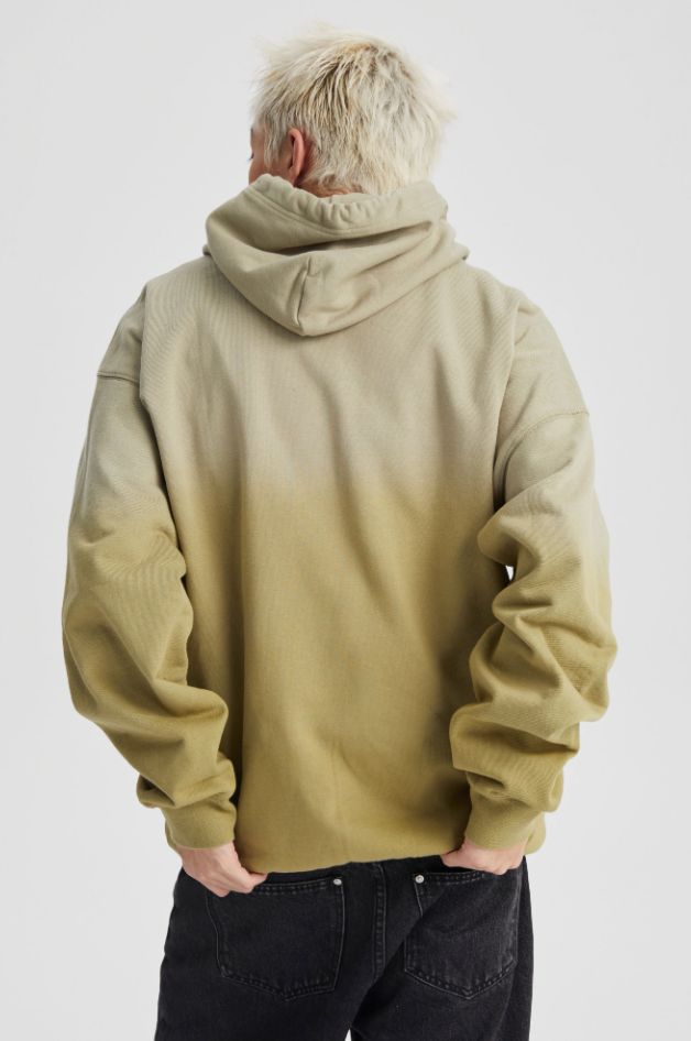 Trendy Washed Gradation Dye Zipper Hoodie - chiclara