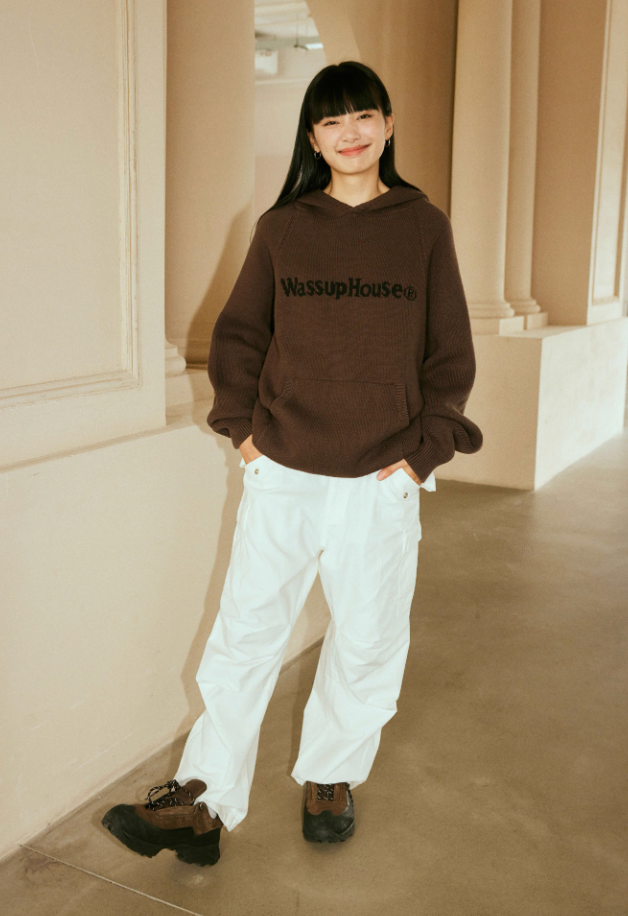 Cozy Basic Logo Knit Hoodie - chiclara