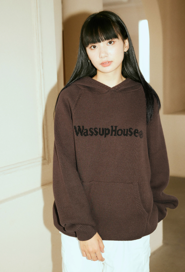 Cozy Basic Logo Knit Hoodie - chiclara