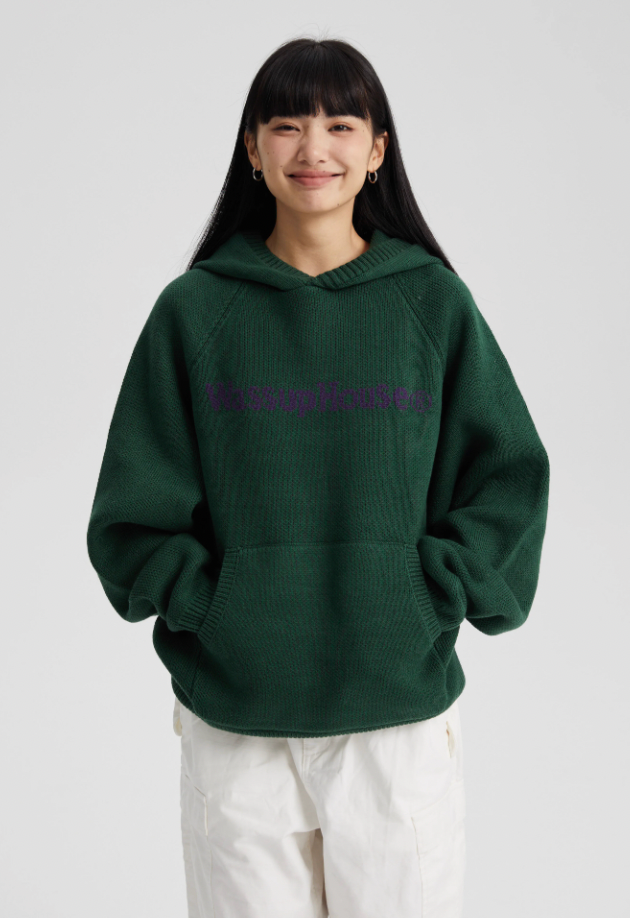 Cozy Basic Logo Knit Hoodie - chiclara