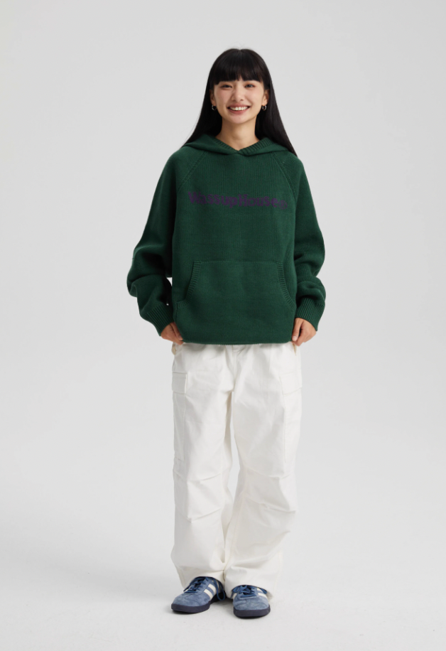 Cozy Basic Logo Knit Hoodie - chiclara