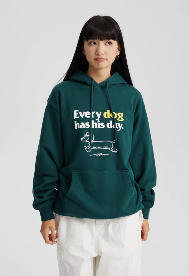 Playful Puppy's Day Print Hoodie - chiclara