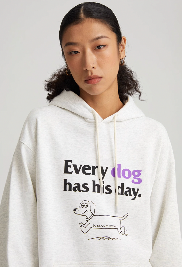 Playful Puppy's Day Print Hoodie - chiclara