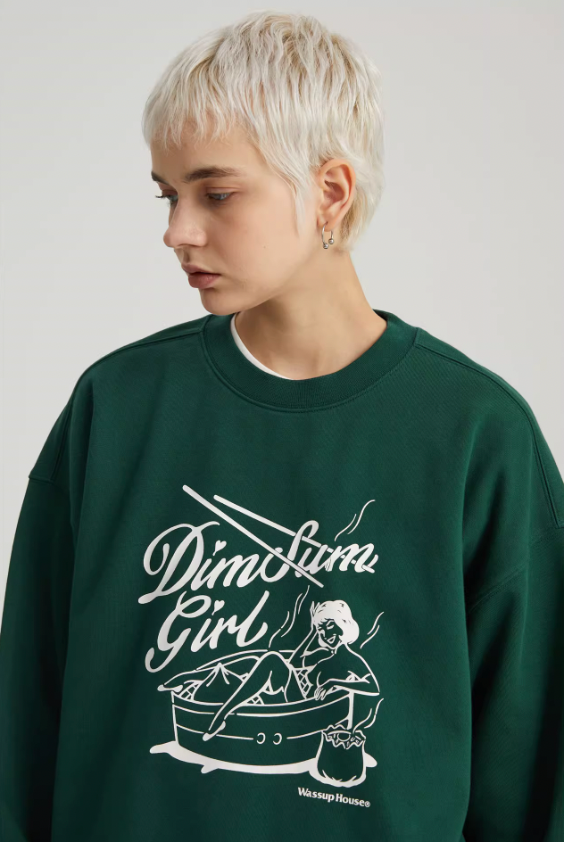 Playful Dim Sum Girl Printed Sweatshirt - chiclara