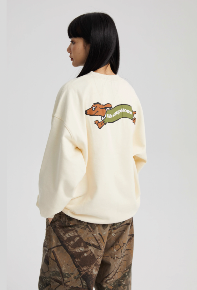 Playful Dachshund Running Printed Sweatshirt - chiclara
