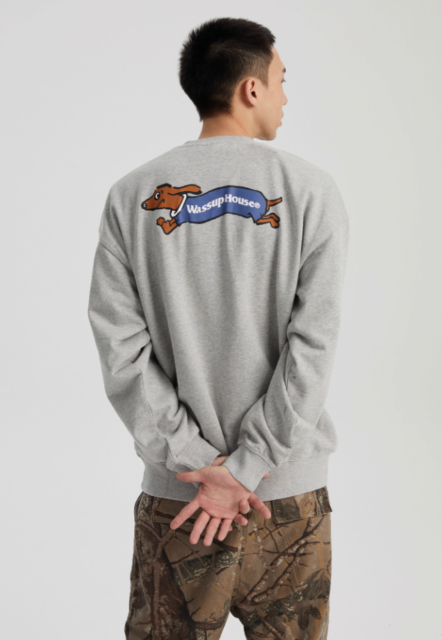 Playful Dachshund Running Printed Sweatshirt - chiclara