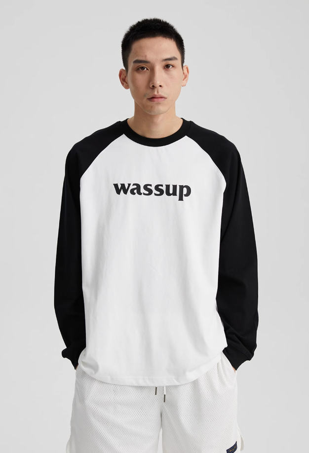 Essential Basic Logo Raglan Long Sleeved Tee - chiclara