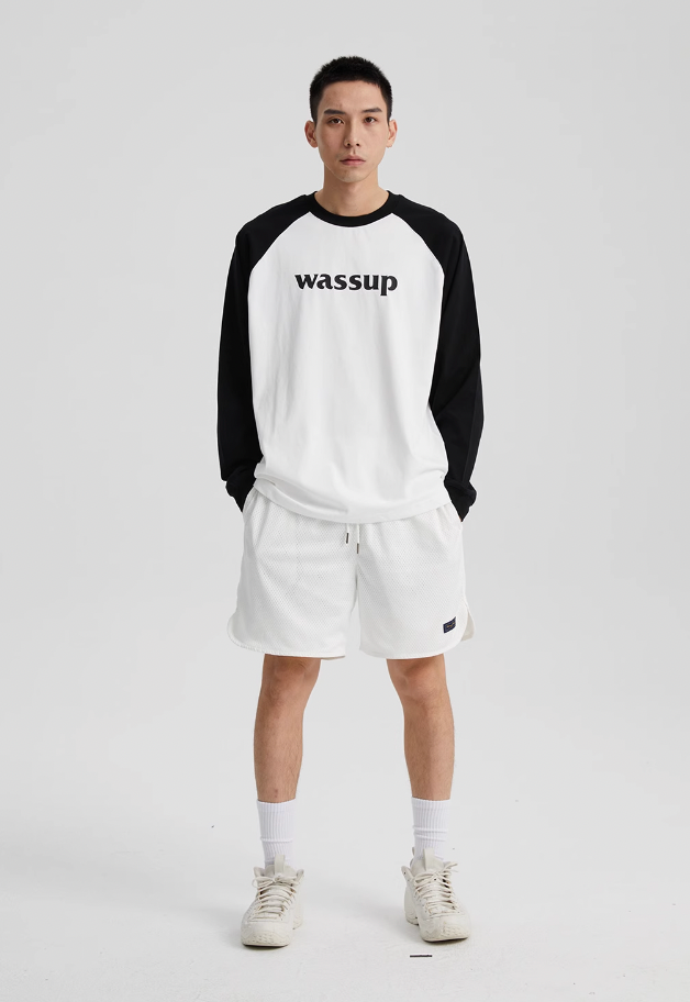 Essential Basic Logo Raglan Long Sleeved Tee - chiclara