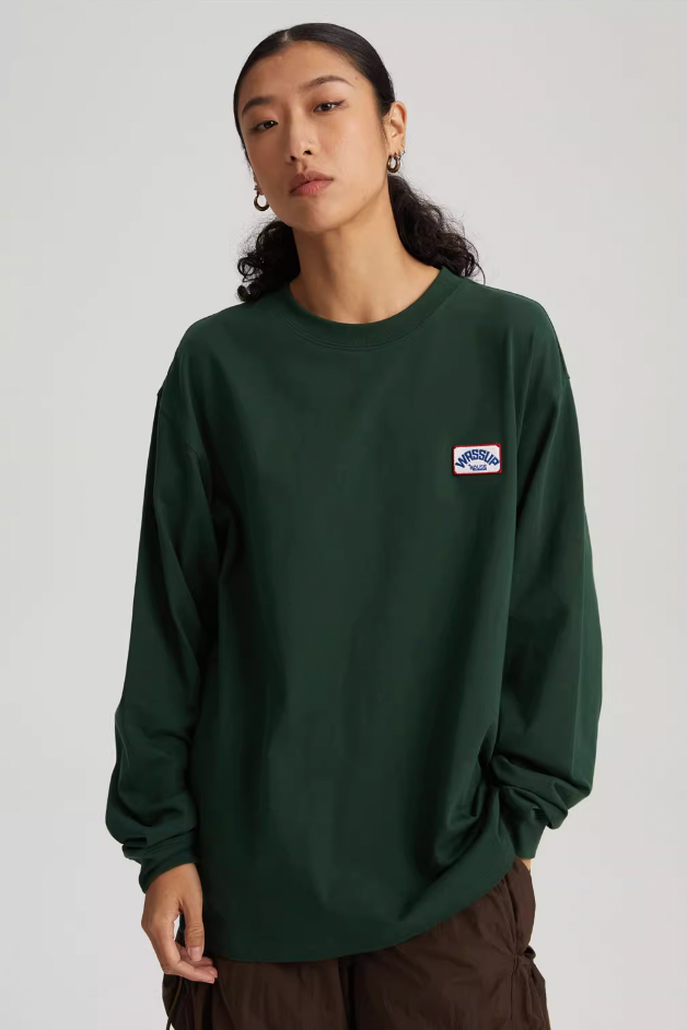 Nostalgic Retro Logo Embroidery Chapter Long Sleeved Tee - chiclara