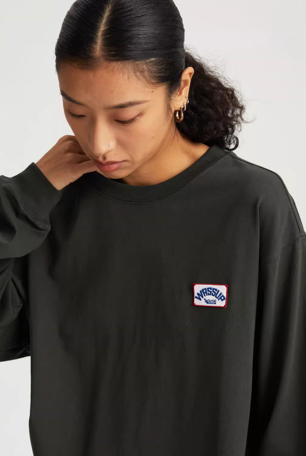 Nostalgic Retro Logo Embroidery Chapter Long Sleeved Tee - chiclara