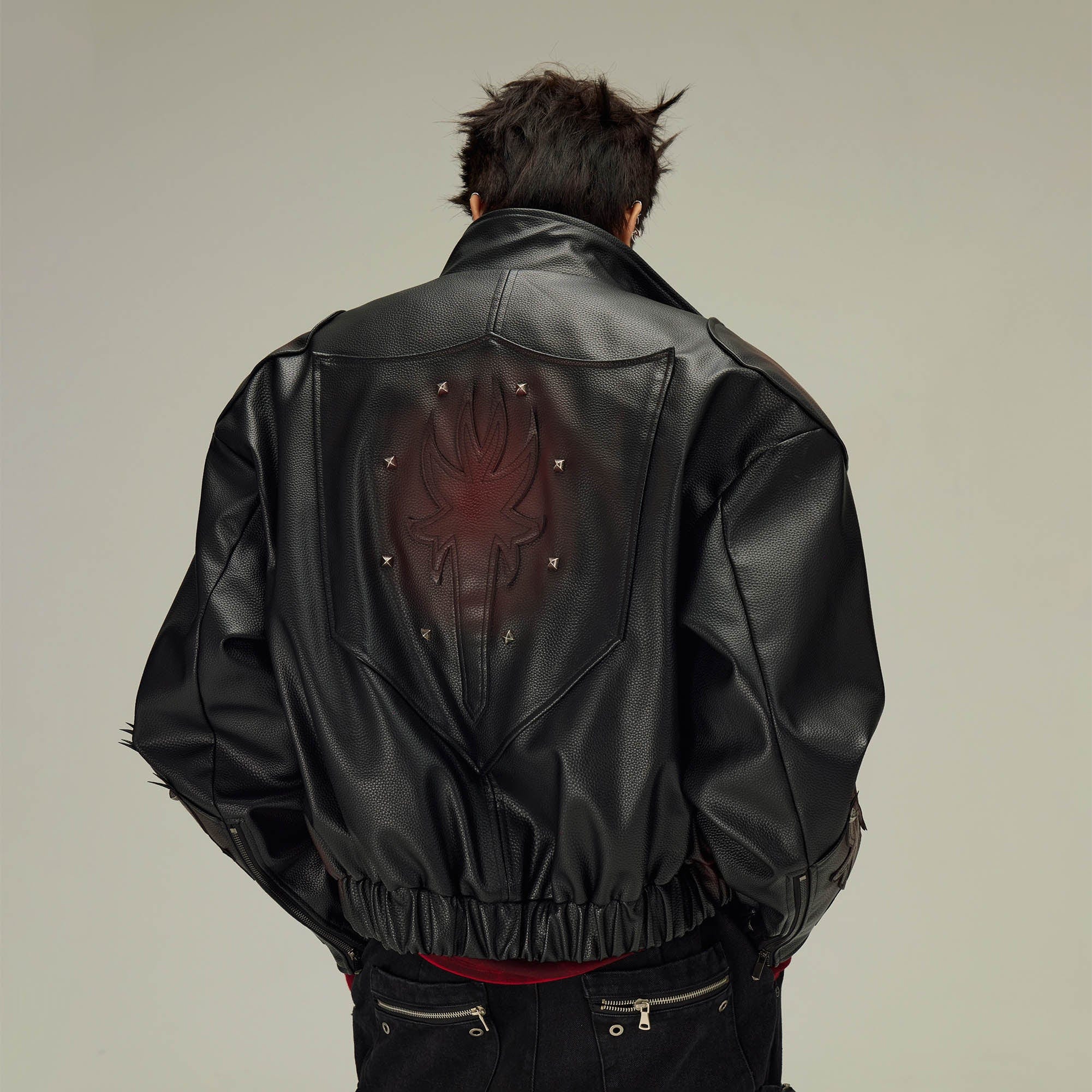 Flame Leather Bomber