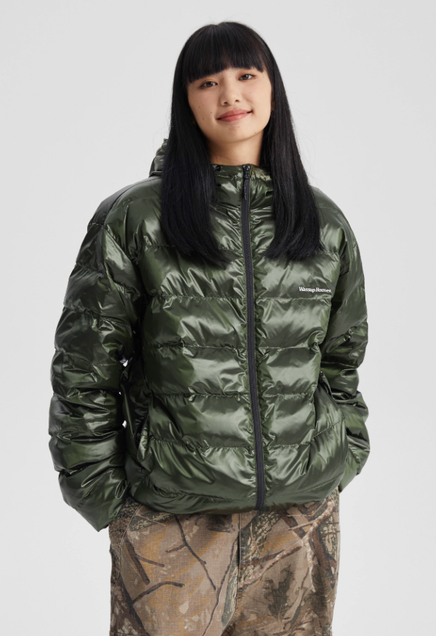 Sleek Basic Glossy Hooded Down Jacket - chiclara