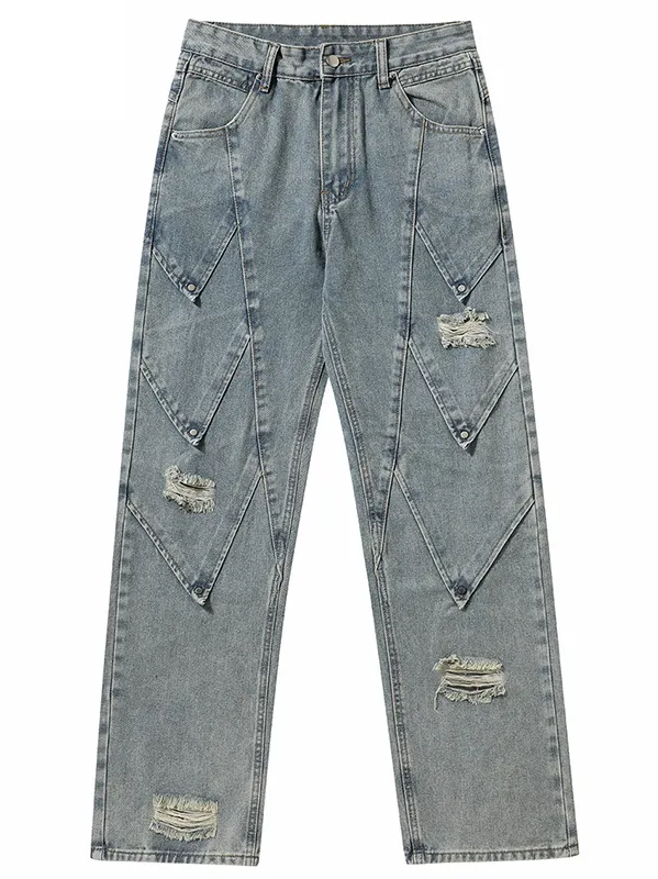 Jean en denim en diamant déconstruit