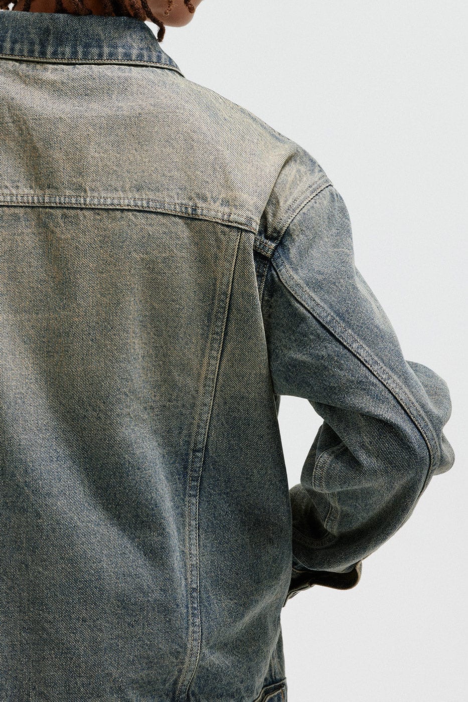 Washed Denim Zip-Up Jacket