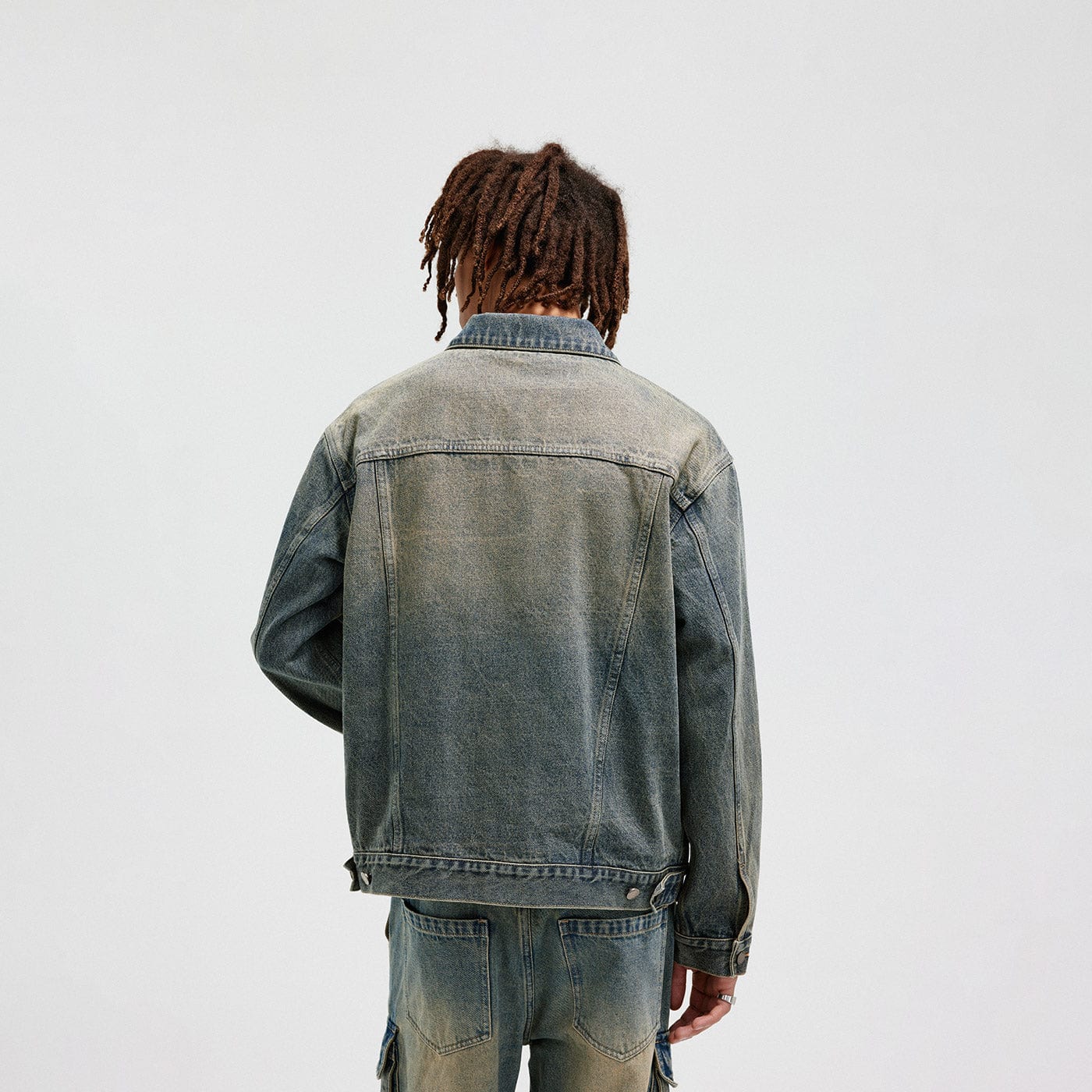 Washed Denim Zip-Up Jacket