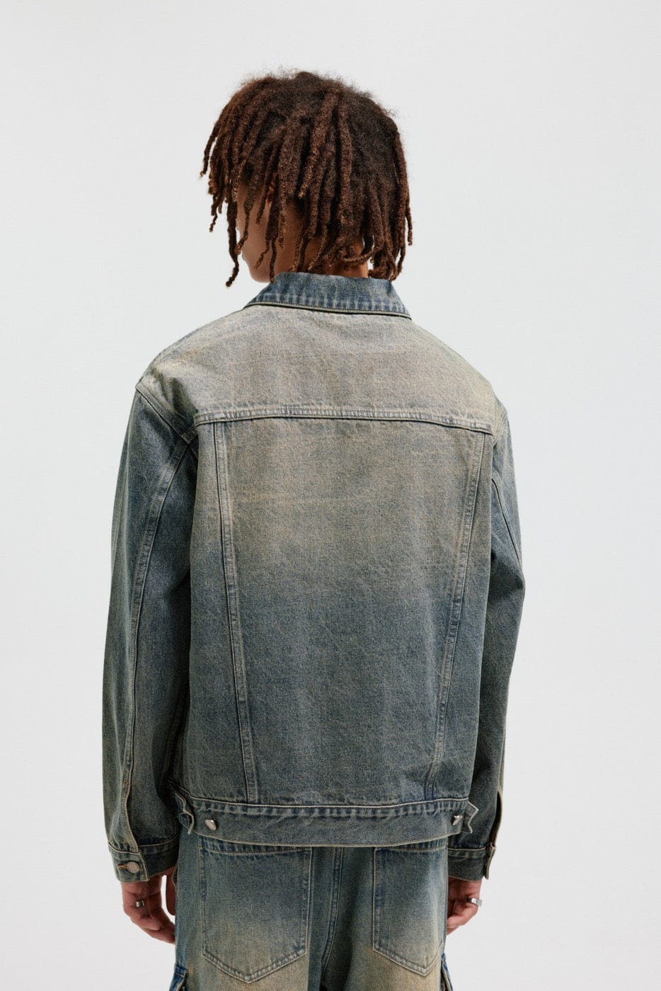 Washed Denim Zip-Up Jacket