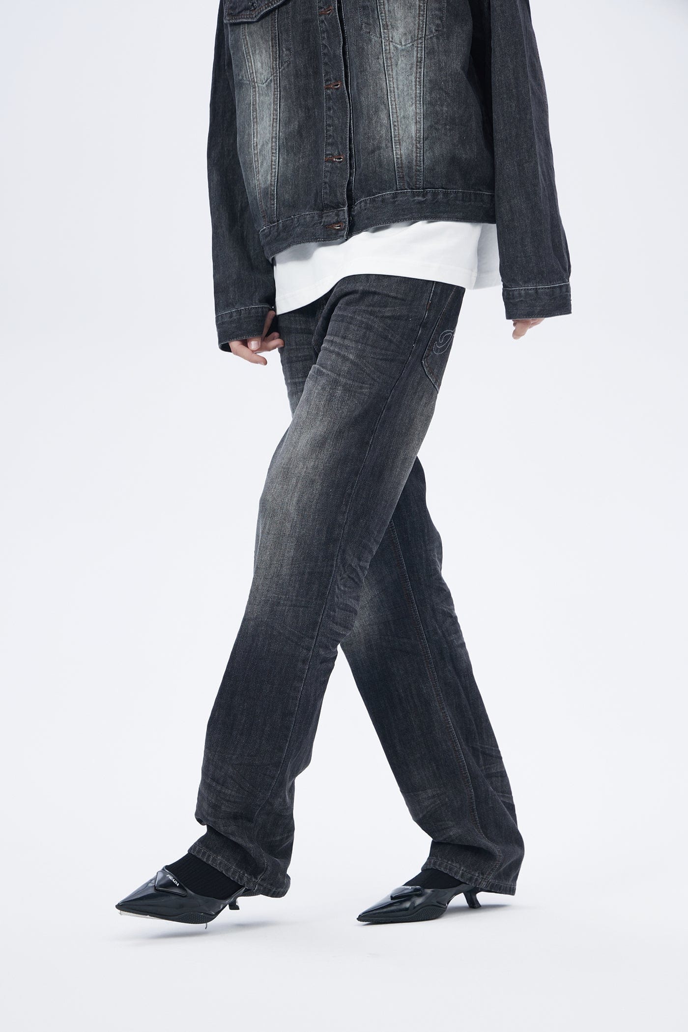 Straight Leg Charcoal Jeans