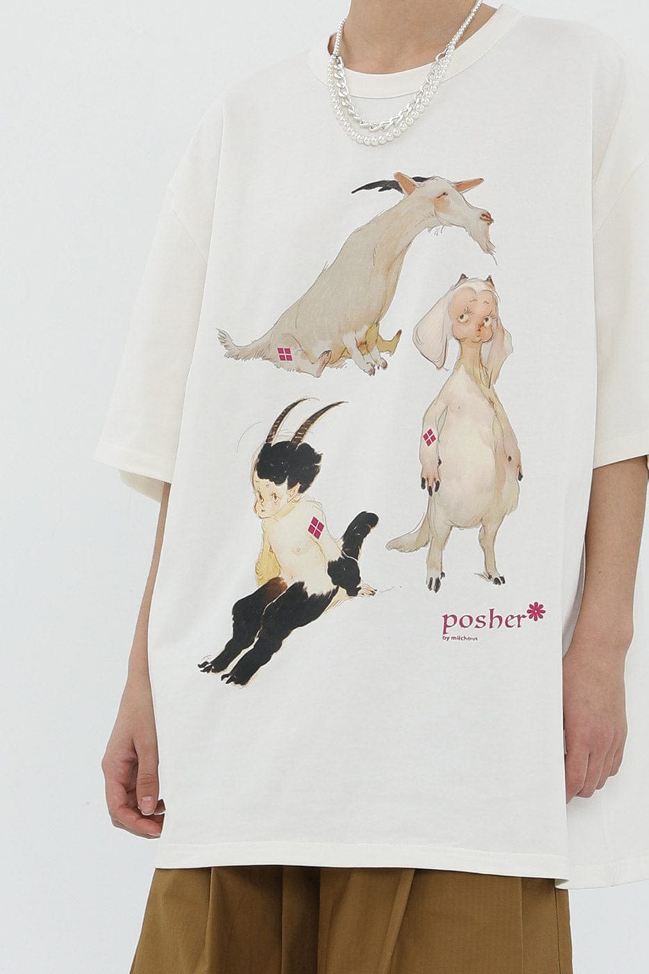 Camiseta de gran tamaño de estampado animal caprichoso