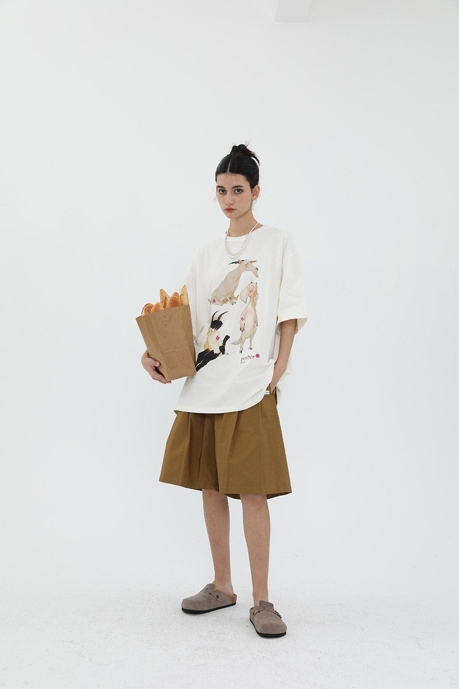 Whimsical Animal Print Oversized T-shirt