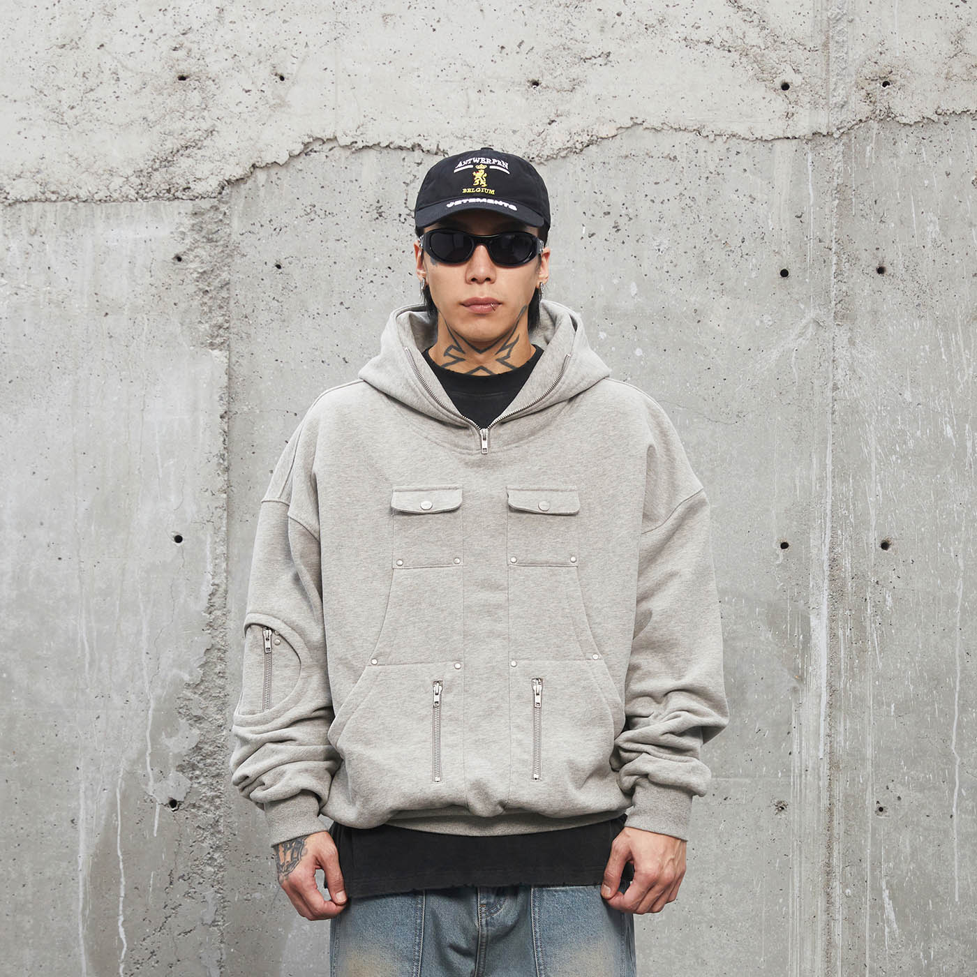 Multi-Pocket Hooded Sweatshirt