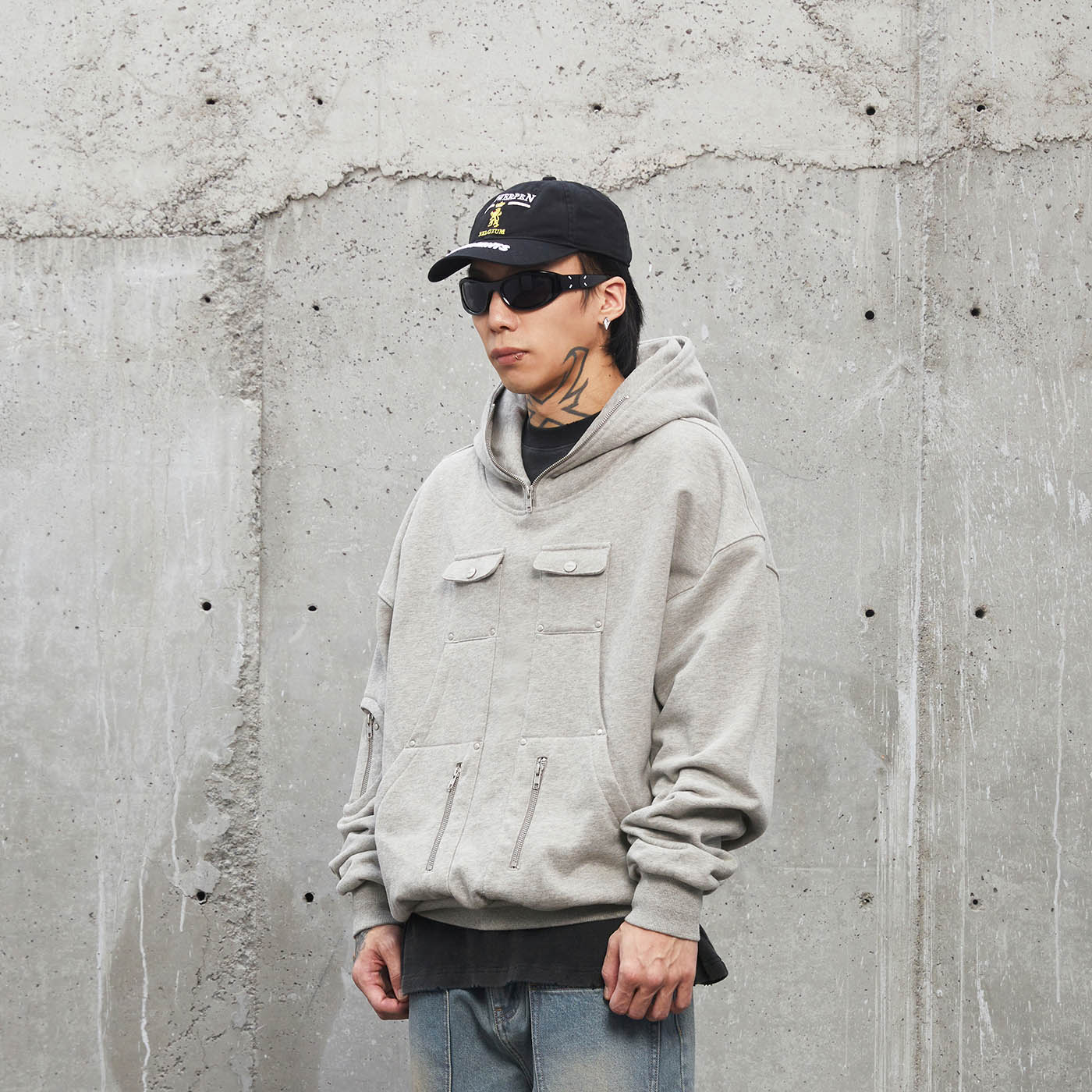 Multi-Pocket Hooded Sweatshirt