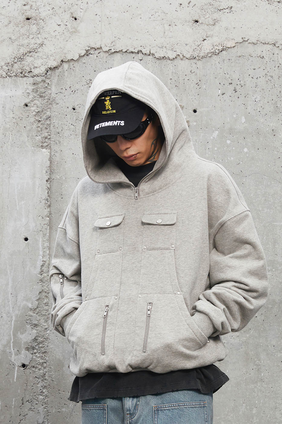 Multi-Pocket Hooded Sweatshirt