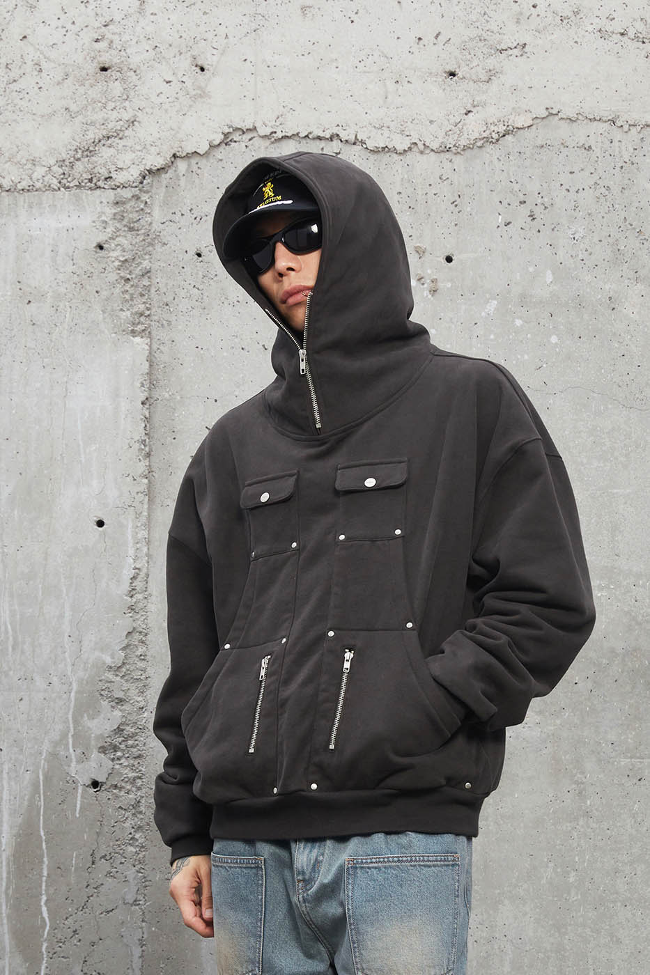 Multi-Pocket Hooded Sweatshirt