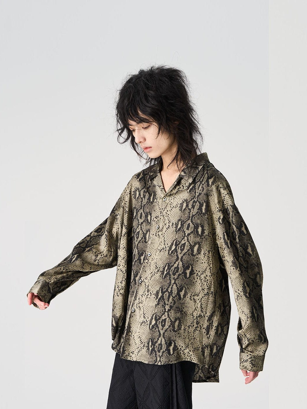 Python Print Silk Long Sleeve Shirt
